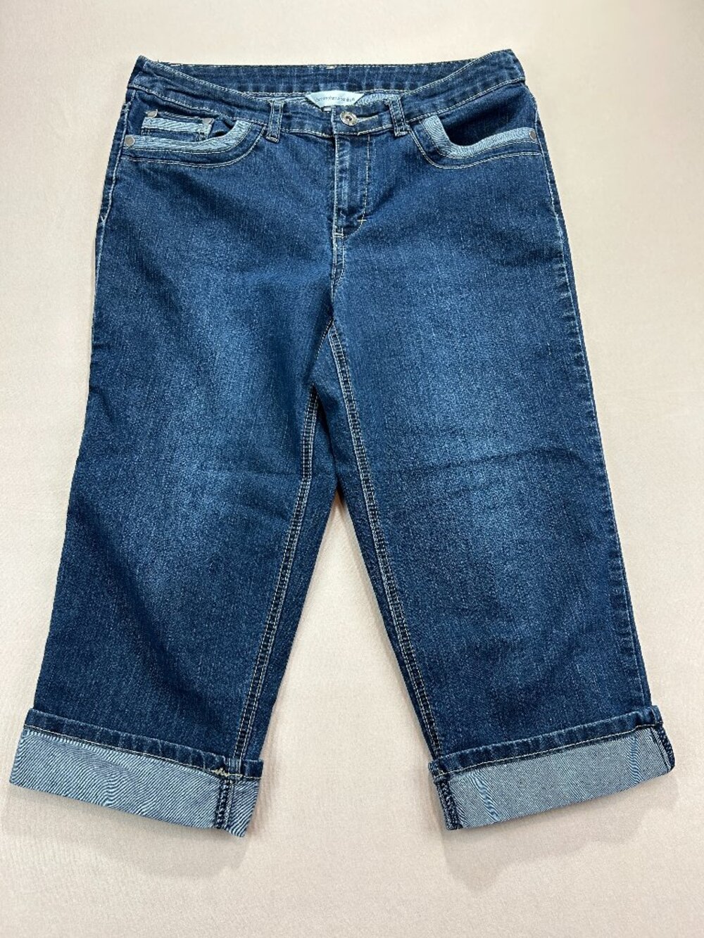 Christopher & Banks Jeans Women's Size 8 Blue Denim Capri Cuffed Stretch